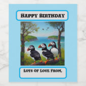 Étiquette Pour Bouteilles De Vin Trio côtier : Trois Puffins à la plage d'Oils (Étiquettes simples)