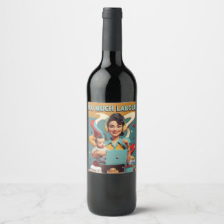 Étiquette Pour Bouteilles De Vin Trop de main d'oeuvre - Conception rétro féministe