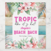 Étiquette Pour Bouteilles De Vin Tropic Like It's Hot Bachelorette Party (Étiquettes simples)