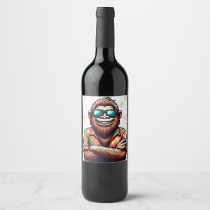 Étiquette Pour Bouteilles De Vin Tropical/beach yeti/bigfoot