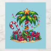 Étiquette Pour Bouteilles De Vin Tropical Christmas Holiday Palm Tree (Étiquettes simples)