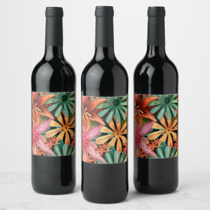 Étiquette Pour Bouteilles De Vin tropical/hawaïen/floral/fleur