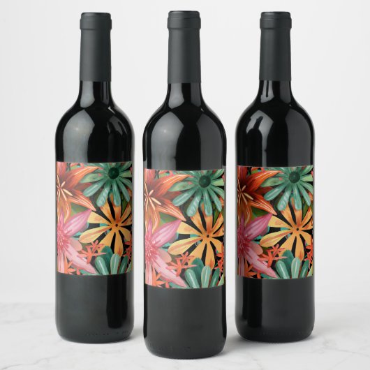 Étiquette Pour Bouteilles De Vin tropical/hawaïen/floral/fleur (Bouteilles)