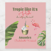 Étiquette Pour Bouteilles De Vin Tropical Hot Pink Palm Springs Bachelorette Party (Étiquettes simples)