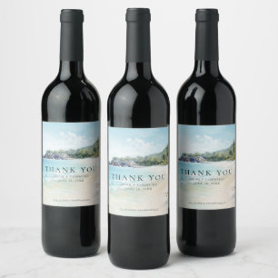 Étiquette Pour Bouteilles De Vin Tropical Island Beach Merci Mariage Faveur