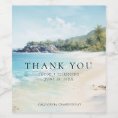 Étiquette Pour Bouteilles De Vin Tropical Island Beach Merci Mariage Faveur (Étiquettes simples)