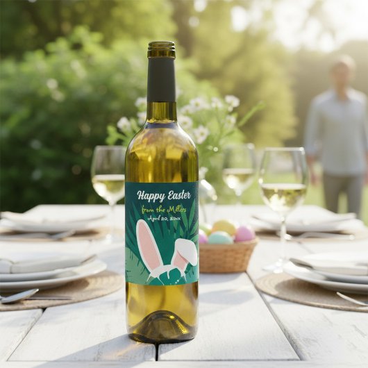Étiquette Pour Bouteilles De Vin Tropical Jungle Easter Bunny Custom Wine Label