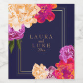 Étiquette Pour Bouteilles De Vin Tropical, Navy Floral (Étiquettes simples)