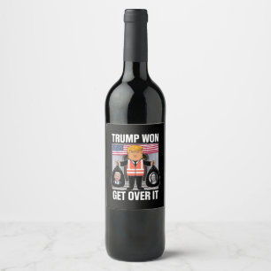 Étiquette Pour Bouteilles De Vin Trump a gagné, passez à autre chose, Maga a gagné