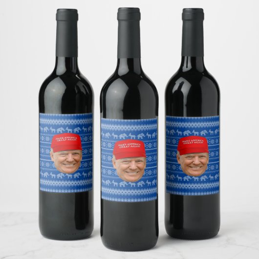 Étiquette Pour Bouteilles De Vin TRUMP MAGA Noël (Bouteilles)