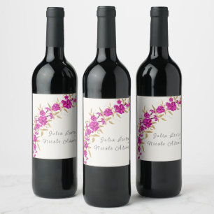 Étiquette Pour Bouteilles De Vin Trumpet sauvage violet Vin Fleur Jardin Mariage