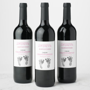 Étiquette Pour Bouteilles De Vin Tu vas être grand-parents Empreintes bébés
