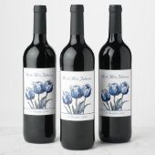 Étiquette Pour Bouteilles De Vin Tulipes dans Delft Blue personnalisable (Bouteilles)