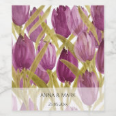 Étiquette Pour Bouteilles De Vin Tulipes pourpres Elégante aquarelle (Étiquettes simples)