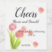 Étiquette Pour Bouteilles De Vin Tulipes roses douces (Étiquettes simples)