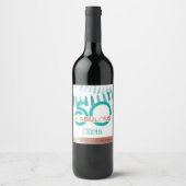 Étiquette Pour Bouteilles De Vin Turquoise 50 & Fabuleux Cinquante Anniversaire (Devant)