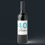 Étiquette Pour Bouteilles De Vin Turquoise Blue 40 et Fabulous 40th Birthday Party<br><div class="desc">Célébrez vos 40 ans de style avec cet élégant design de 40 ans. Les mots 40 et Fabulous en parties scintillant bleu turquoise et noir sont mis en utilisant la typographie moderne. Des produits similaires tels que des fournitures de fête et des invitations à une fête d'anniversaire sont disponibles dans...</div>