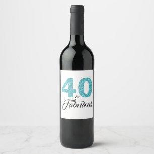 Étiquette Pour Bouteilles De Vin Turquoise Blue 40 et Fabulous 40th Birthday Party