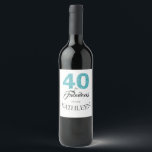 Étiquette Pour Bouteilles De Vin Turquoise Blue 40 et Fabulous 40th Birthday Party<br><div class="desc">Célébrez vos 40 ans de style avec cet élégant design de 40 ans que vous pouvez customiser avec votre nom! 40 et fabuleux en parties scintillant bleu turquoise et noir avec silhouette dansante. Des fournitures de fête et des invitations à la fête du 40e anniversaire sont disponibles dans notre boutique....</div>