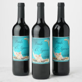 Étiquette Pour Bouteilles De Vin Turquoise Blue Aqua Turquoise Seashell Beach Maria (Bouteilles)