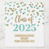 Étiquette Pour Bouteilles De Vin Turquoise Gold Parties scintillant Classe de 2025  (Étiquettes simples)