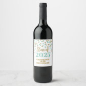 Étiquette Pour Bouteilles De Vin Turquoise Gold Parties scintillant Classe de 2025  (Devant)
