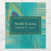 Étiquette Pour Bouteilles De Vin Turquoise Peacock Feather Mariage Vin Étiquette (Étiquettes simples)