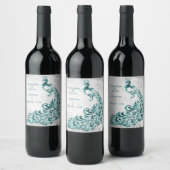 Étiquette Pour Bouteilles De Vin Turquoise Peacock Leaf Vine Mariage Vin Étiquette (Bouteilles)