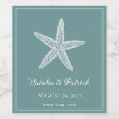 Étiquette Pour Bouteilles De Vin Turquoise Starfish Mariage Vin Étiquette (Étiquettes simples)