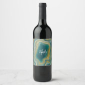 Étiquette Pour Bouteilles De Vin Turquoise vert Agate marbre Nom Abstrait Monogramm (Devant)