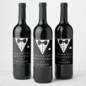 Étiquette Pour Bouteilles De Vin Tuxedo Merci Groomsman (Bouteilles)