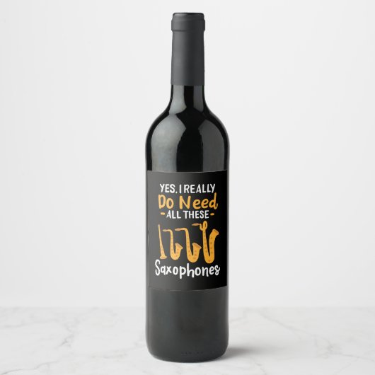 Étiquette Pour Bouteilles De Vin Types de saxophone (Devant)