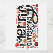 Étiquette Pour Bouteilles De Vin Typographe de Merry Christmas (Étiquettes simples)