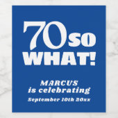 Étiquette Pour Bouteilles De Vin Typographie de citation amusante moderne bleu 70e  (Étiquettes simples)