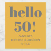 Étiquette Pour Bouteilles De Vin Typographie Gris jaune moderne fête d'anniversaire (Étiquettes simples)