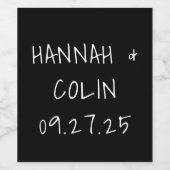 Étiquette Pour Bouteilles De Vin Typographie manuscrite décontractée blanc et noir (Étiquettes simples)