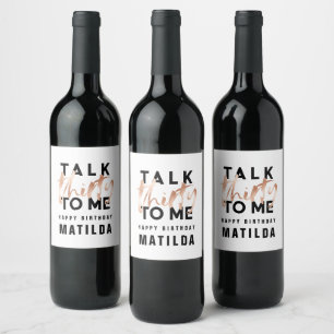 Étiquette Pour Bouteilles De Vin Typographie minimale moderne or rose de poules 30e