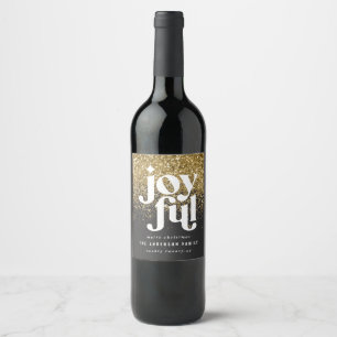Étiquette Pour Bouteilles De Vin Typographie moderne de Noël indie noir et or