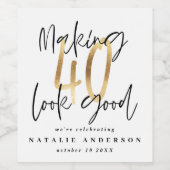 Étiquette Pour Bouteilles De Vin Typographie moderne noir et or 40e anniversaire ga (Étiquettes simples)