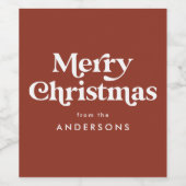 Étiquette Pour Bouteilles De Vin Typographie rétro Brown Joyeux Noël (Étiquettes simples)