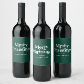 Étiquette Pour Bouteilles De Vin Typographie rétro Joyeux Noël vert (Bouteilles)