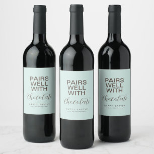 Étiquette Pour Bouteilles De Vin Typographie simple Pâques Étiquette de vin personn