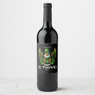 Étiquette Pour Bouteilles De Vin un aigle avec un chapeau de lutin vert