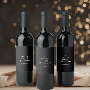 Étiquette Pour Bouteilles De Vin "Un joyeux petit Noël noir et blanc