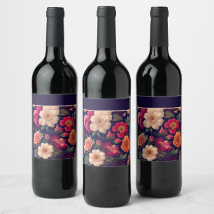 Étiquette Pour Bouteilles De Vin Un papier peint avec un motif floral