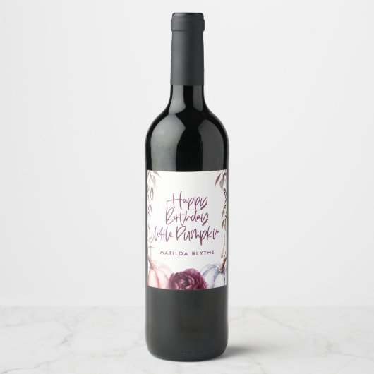 Étiquette Pour Bouteilles De Vin Un petit anniversaire d'automne fleuri violet citr (Devant)