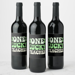Étiquette Pour Bouteilles De Vin Un professeur chanceux professeur rétro groovy St-