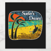 Étiquette Pour Bouteilles De Vin Un rêve de surfer (Étiquettes simples)