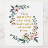 Étiquette Pour Bouteilles De Vin Un vrai grand patron Appréciation Cadeau Boss Merc (Étiquettes simples)