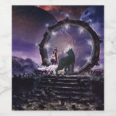 Étiquette Pour Bouteilles De Vin Une fée et un loup sombre (Étiquettes simples)